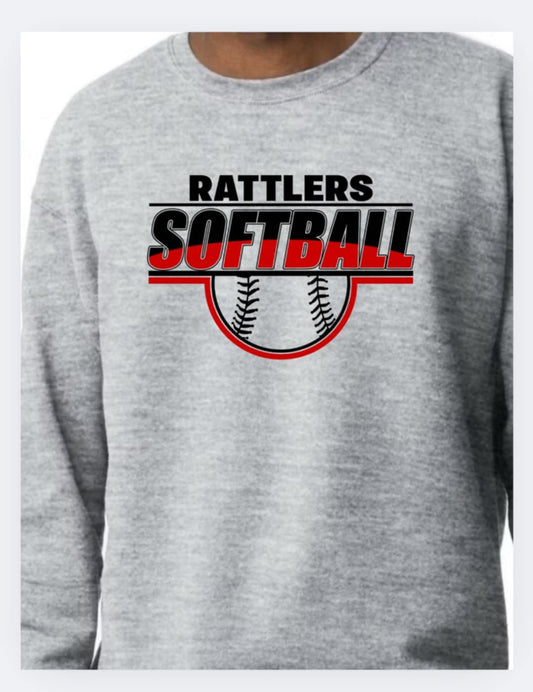 Rattlers Black and Red Softball Outline