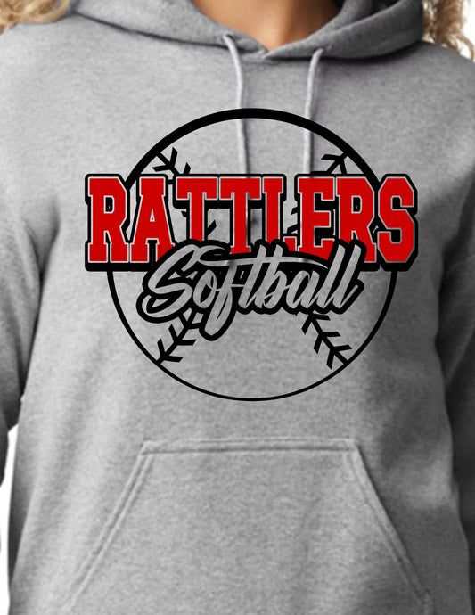 Rattlers Black Softball Outline